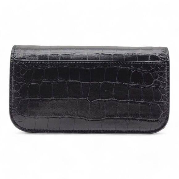 Balenciaga Gossip Wallet On Chain WOC Bag - Croc Embossed Calf Leather - Black - Picture 2 of 12